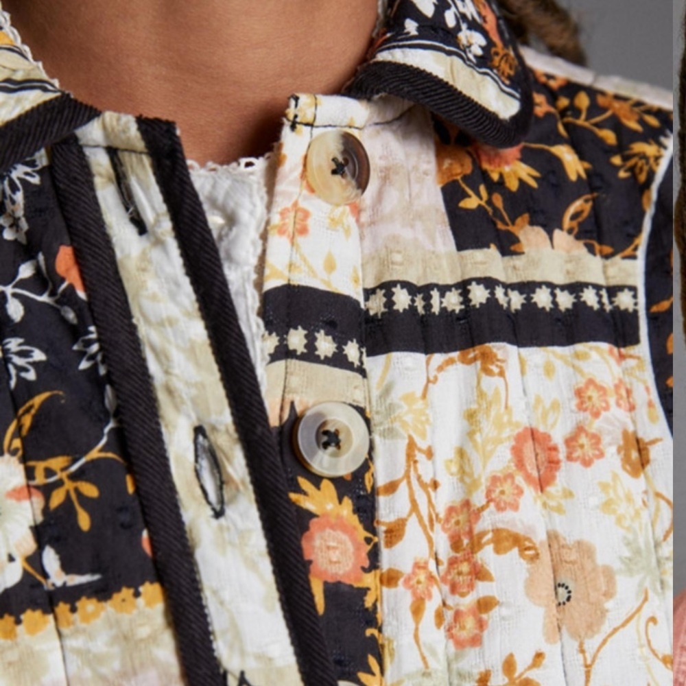 Anthropologie Jacket Patchwork Quilted Jacket Floral Boho Coat Size S - Picture 3 of 14